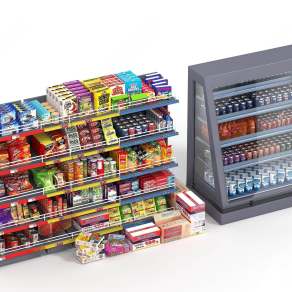 现代便利店货架3D模型下载